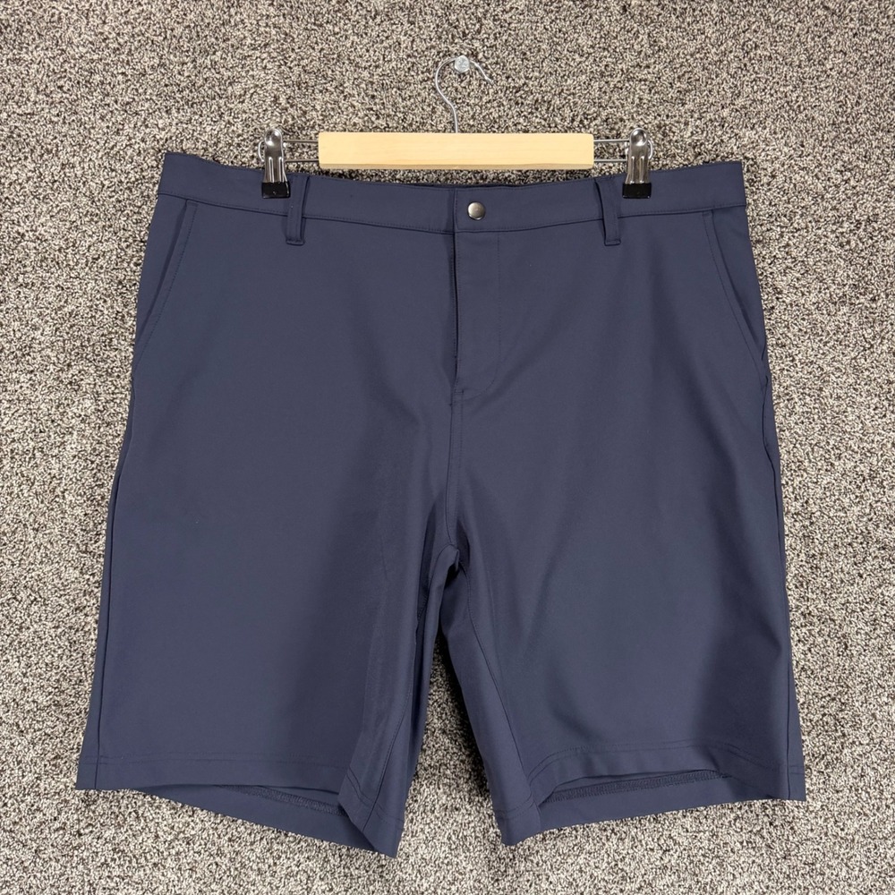 State & Liberty Shorts Mens 40/9 Athletic Fit Blue Performance Stretch Chino